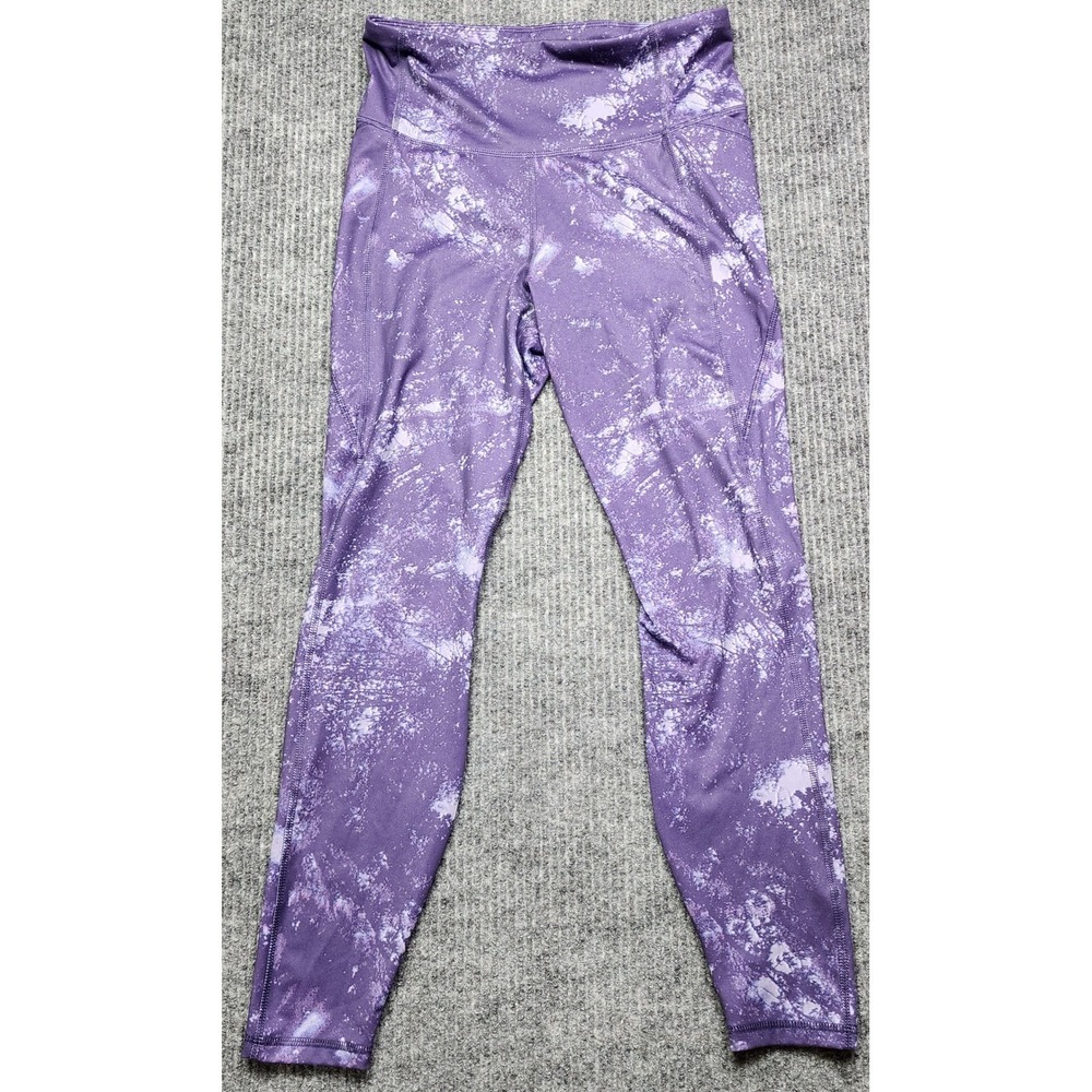All in Motion Purple Abstract Space Dye High Waisted Leggings Womens Medium
